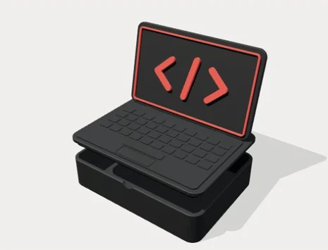 Portaconfetti laurea Informatica: vista del prototipo con coperchio separato