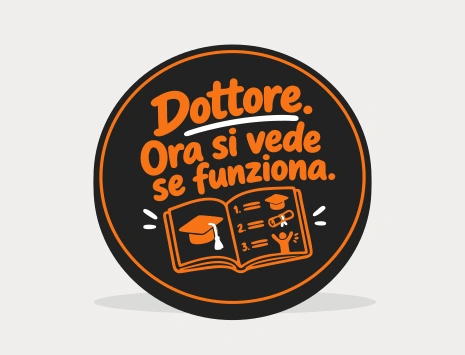 Sottobicchiere di laurea: Dottore. Ora si vede se funziona.